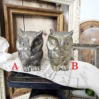 Vintage Cast Metal Owl Paperweight: Silver Home Accent, 3.25" Tall