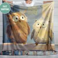 Cute Owls Perched on Nursery Crib- Kids Room, Velveteen Plush Blanket, Baby Blanket, Soft Throw, Nur