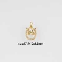 18K Gold Filled Owl Pendant,CZ Micro Pave Owl Charm Earrings Necklace for DIY Jewelry Making Supply