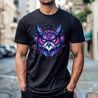 Cyberpunk Techno Owl Shirt, Owl Wearing Headphones T-Shirts, Cool Animal Graphic Gifts, Cyberpunk Ow