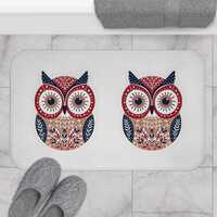Bird Bath Mat, Owl Shower Rug, Cute Animal Decor, Unique Bathroom Rug, Animal Print Decorative Area 