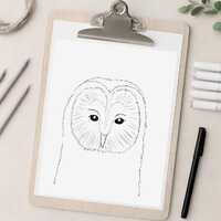 Owl Coloring Page: Hand-Drawn Woodland Animal Art (PNG Digital Download 8.5x11in