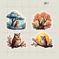 Owl Clip Art Stickers: Woodland Scrapbooking Graphics (PNG Digital Download)