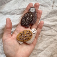 Needle Felted Owl Brooch, Handmade Wool Forest Animal Pin