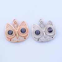 Micropave Zirconia Owl Pendant, 18K Gold Filled Animal Charms,Owl Charms, DIY Jewelry Making Finding