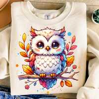 Owl Png, Sublimation Design, Autumn Leaves Png, Fall Png, Kids Png, Trendy Png, T-Shirt Design, Swea