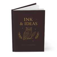 Vintage Owl Notebook - “Ink & Ideas” Hardcover Journal, 150 Lined Pages, A5 Writer&r
