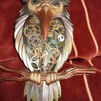 Majestic Steampunk OWL Wall Hanging Display Mixed Media Unique Gifting Decor Office Den Mantle Shelf