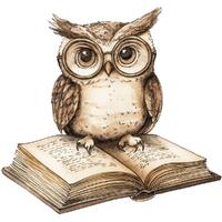 Owl PNG Clipart, 12x Book Reading Owls Clip Art Set, Printable Watercolor Clip Art, Transparent PNG,