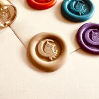 Mini Owl on Moon Wax Seal Stamp – 15mm Brass Head – Cute Miniature Wax Seal for Journali