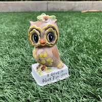 Vintage Kitschy Josef Originals Ceramic Owl Figurine "I Give a Hoot For You"