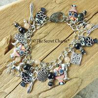 Owl Charm Bracelet, Greek Goddess Athena Loaded Gemstone Bracelet, Spiritual Gift, Handmade Silver P