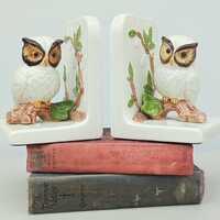 Ceramic Owl Bookends- Mid Century OMC Japan- Otagiri Mercantile Company- Rare Snow Owl set- FREE SHI