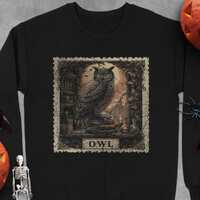 Vintage Owl Graphic Tee or Sweatshirt: Gothic Book Lover Gift