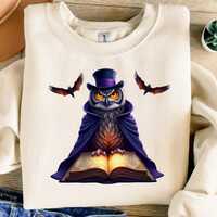 Owl Magician Digital Art, Halloween Design, Wizard Owl PNG, Fantasy Illustration, Digital Download, 