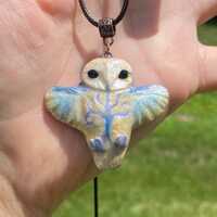 Air Spirit Baby Barn Owl Pendant - Handmade Bird Necklace, Boho Animal Jewelry