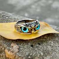 925 Sterling Silver Owl Ring | Gothic Statement Ring | Handmade Bird Jewelry | Witchy Good Luck Char
