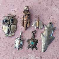 Vintage Animal Pendant -- choose Owl, Otter, Turtle, Beaver, or Bear