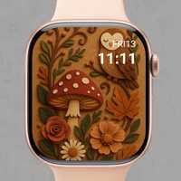 Woodland Whimsy Apple Watch Wallpaper - Fall Owl & Mushroom Forest Face  -  Fairytale Autumn Dig