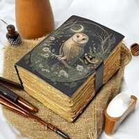400 Page Owl Grimoire Journal – Blank Book of Shadows | Leather Spell Book of Wisdom | Handmad