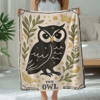 Owl Blanket, Plush Blanket, Boho Decor, Nature Blanket, Literary Gift, Cozy Blanket, Animal Lover, H