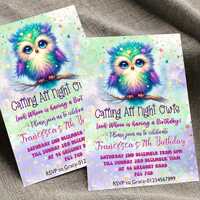 Owl Birthday Invitation, Owl Invite, Girl Birthday, Sleepover Party, Cute Owl Birthday Invitation, C