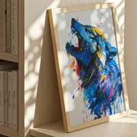 Bold Modern Abstract Owl Poster - Contemporary Art in Teal & Gold