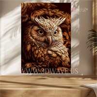 Owl 3D Illusion Laser Engraving File- Glowforge & Lightburn Ready - Laser Burn/Engrave PNG, Wood
