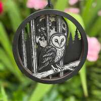 Layered Barn Owl in Forest SVG | 7 Layer Moon Scene | Laser Cut Files | Multilayer Wildlife Design |