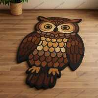 Hand-Tufted Wool Area Rug &ndash; Colorful Owl Design, Modern Statement Piece, Plush Artistic Floor 