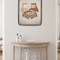 Owls Playing Chess Digital Art Print | Whimsical Animal Wall Art | Funny Game Room Decor | Wise Move