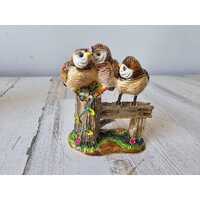 Kalifano owl bird trinket jewelry box gold unique fence post