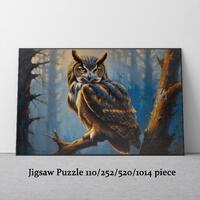 Owl Jigsaw Puzzle: Mystical Forest Oil Painting - Nature Lover Gift. Jigsaw for Family