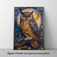 Stained Glass Owl Jigsaw Puzzle: Bird Lover Gift, Home Decor. Jigsaw for Family