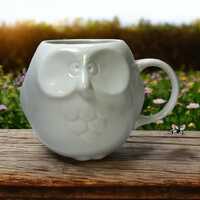 Vintage White Ceramic Owl Mug Coffee Cup - Excellent!