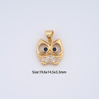 18K Gold Filled Owl Charms,Micro pav&eacute; Animal Pendant for Bracelet Necklace DIY Jewelry Making