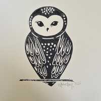 Owl Linocut Print-Affordable Handmade Art-Wall Decor-Handcarved and Printed- Raptor