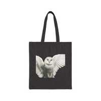 Sova Bird White Owl Tote Bag, Flying Bird Animal Design, Aesthetic Cotton Canvas Bag, Reusable Shopp