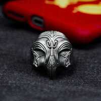 Owl Totem 925 Silver Ring - Simple Owl Bird Faceted Animal Gothic Silver Ring - Viking Style Totem C