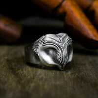 Owl Totem 925 Silver Ring - Simple Owl Bird Faceted Animal Gothic Silver Ring - Viking Style Totem C