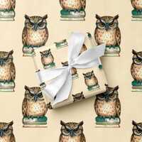 Owl Wrapping Paper for Men’s Gifts Fall Birthdays and Wise Celebrations