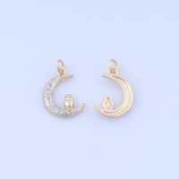 Gold Moon Charms, 18K Gold Filled Owl Pendant, Enamel Animal Pendant Necklace for DIY Jewellery Maki