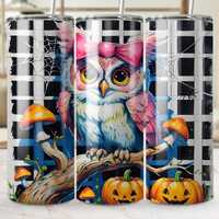 Cute Halloween Owl 20oz Skinny Tumbler Wrap Sublimation Design, Spooky Soice Straight & Tapered 