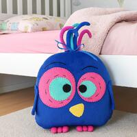 Handmade Kawaii Blue Owl Plush Pillow: Soft Sensory Toy