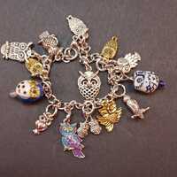 Owl Charm Bracelet, Animal Lover  Bracelet, # 5