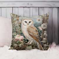 Owl William Morris Throw Pillow Soft Cushion Cover Animals Cottage Square Decorative Accent Pillowca