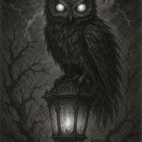 Night Owl Wall Art | Gothic Dark Owl Drawing | Dark Academia Digital Download Print
