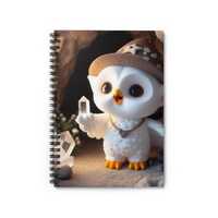 Adorable Whimsical Owl With Crystals Spiral Notebook, Cute Notebook, Gift for Students, Writing Jour