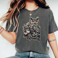 Tattoo Owl With Flowers T-shirt| Unisex Short Sleeve Tee | Comfort Colors 1717 | Alt Clothing | Goth