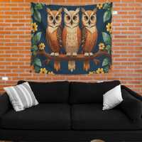 Barn Owl Wall Tapestry &ndash; Majestic Nocturnal Bird Wall Hanging for Bedroom Dorm, Nature Wildlif